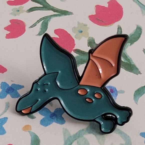 Pterodactyl Blue Flying Dino Enamel Pin - Picture 7 of 10